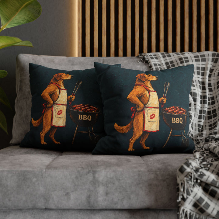 Grill Sergeant – Designer Wall Art with an Apron and a Guarded BBQ – Pillow / Cover