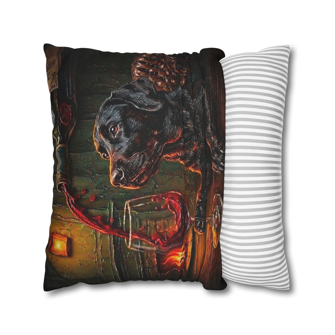 "Wine & Woof" - Labrador Throw Pillow - Dog Lover Home Decor
