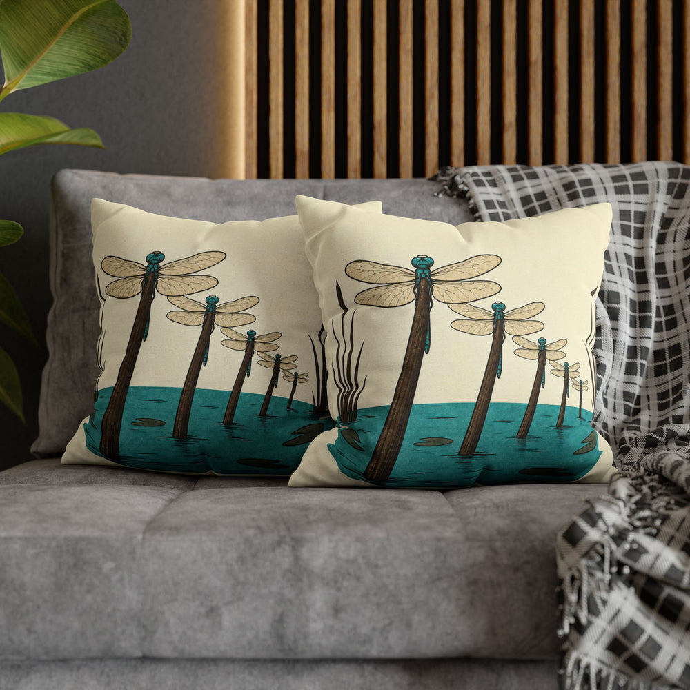 Dragonfly Airfield – Dragonfly Art with a Reed Stem Runway Lineup – Pillow / Cover