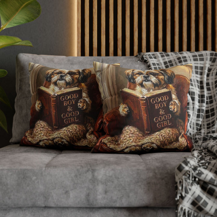 "Evening Read" - Shih Tzu Throw Pillow - Dog Lover Home Decor