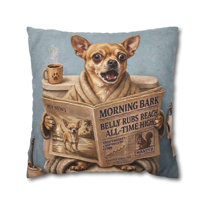 "Morning Business" - Chihuahua Throw Pillow - Dog Lover Home Decor