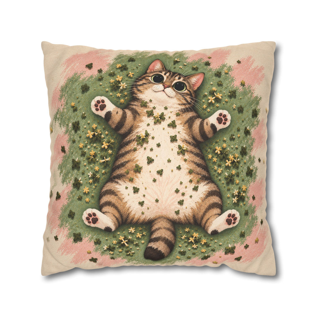 Catnip Aftermath – Funny Cat Art with a Sprawl and Dinner Plate Pupils – Pillow / Cover
