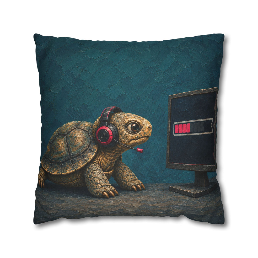 Lag – Gaming Wall Art with a Tortoise and a Loading Bar – Pillow / Cover