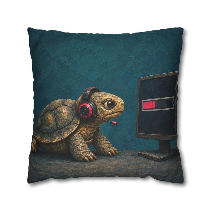 Lag – Gaming Wall Art with a Tortoise and a Loading Bar – Pillow / Cover