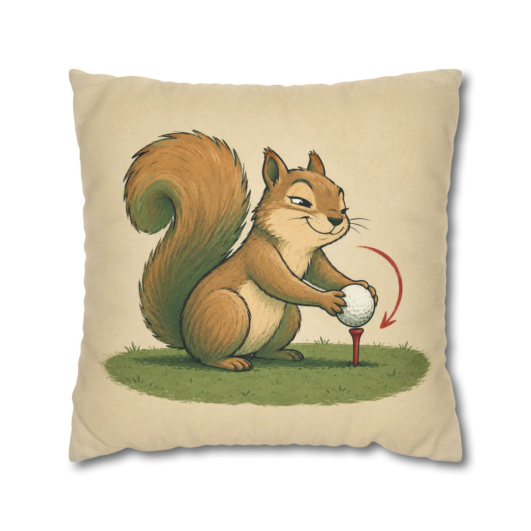 Hole In None – Golf Wall Art with a Squirrel Undoing a Good Shot – Pillow / Cover