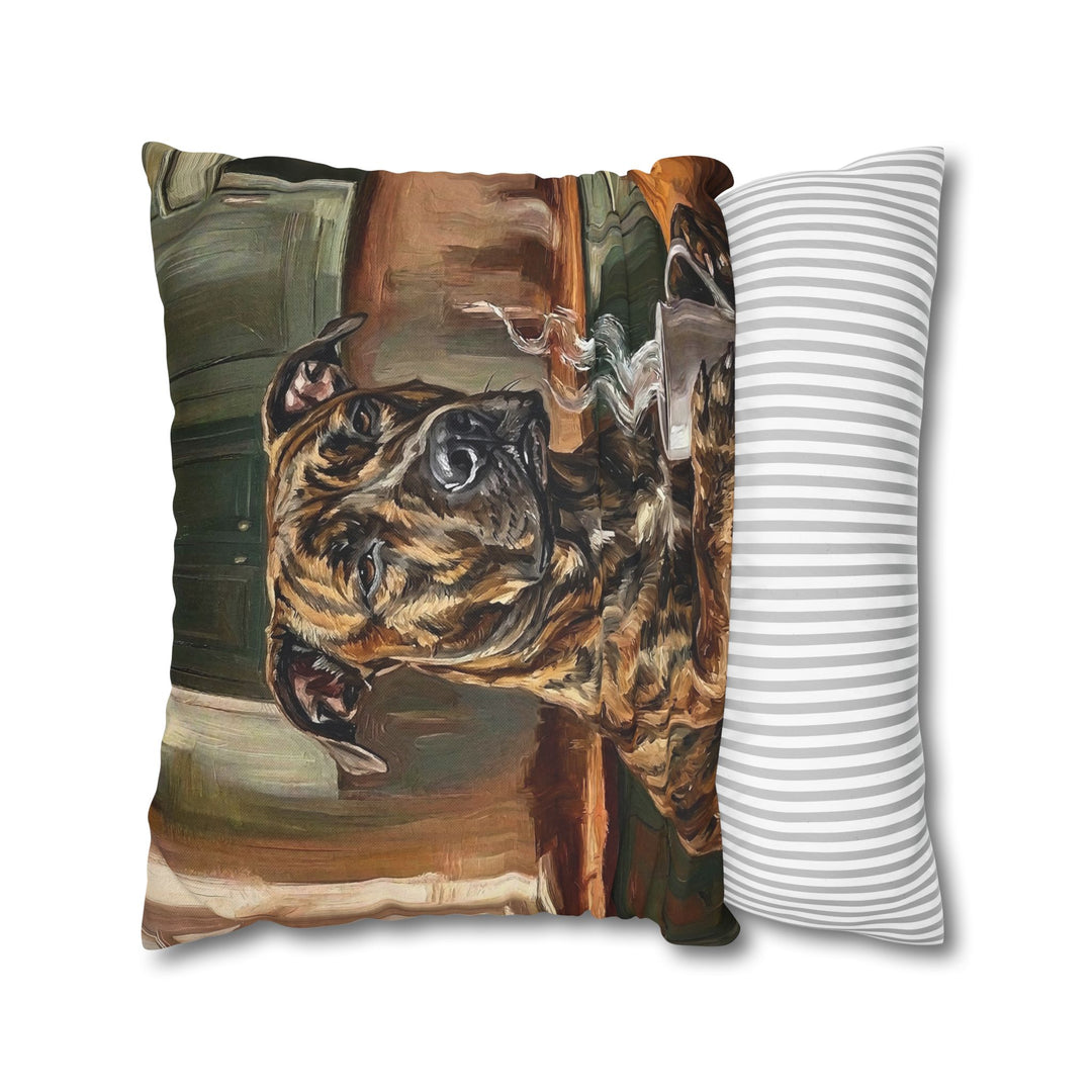 "Before Coffee" - Pit Bull Pillow Cover - Dog Lover Wall Art Home Decor