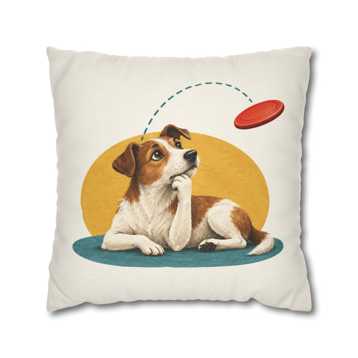 The Flying Disc Physicist – Funny Dog Art with a Midair Catch and Sharp Eyes – Pillow / Cover