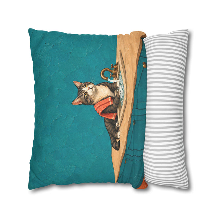 Wash Your Paws – Cat Bathroom Art with a Sink Side Scrub – Pillow / Cover