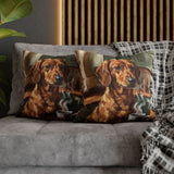 "Before Coffee" - Dachshund Pillow Cover - Dog Lover Wall Art Home Decor