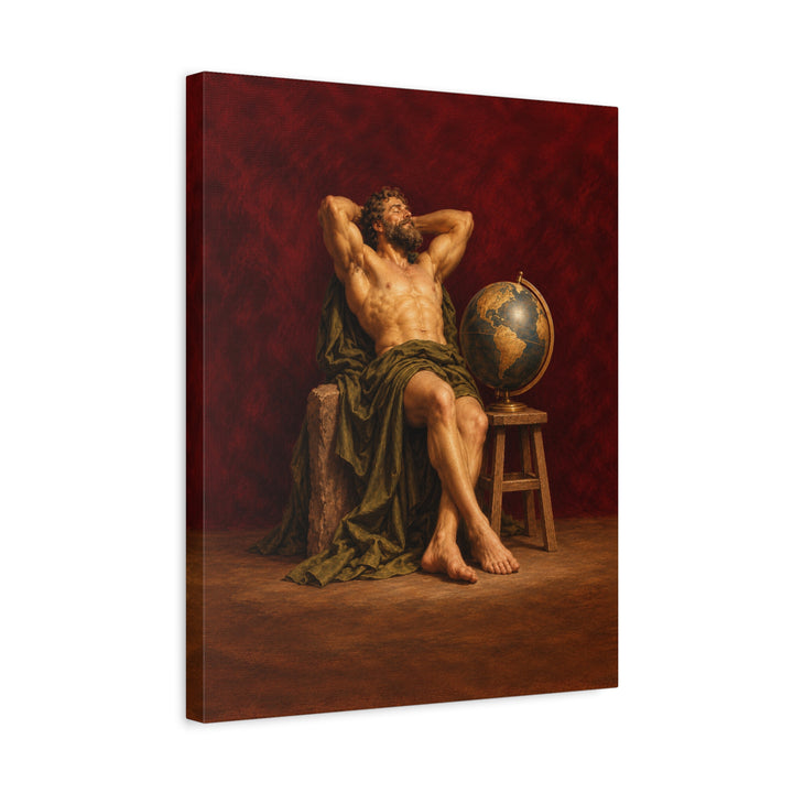 Atlas, On Break – Greek Mythology Wall Art with a Globe Set Down – Canvas / Framed Canvas