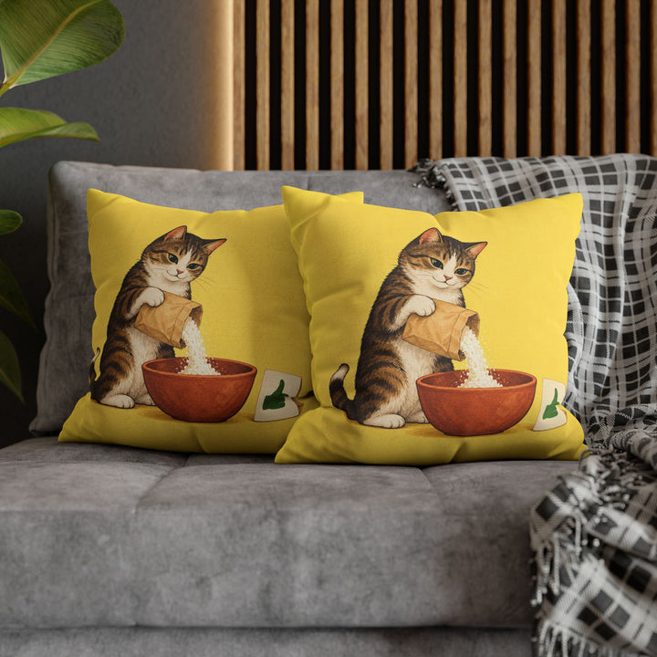Measured By Vibes – Kitchen Wall Art with a Cat and Zero Measuring Cups – Pillow / Cover