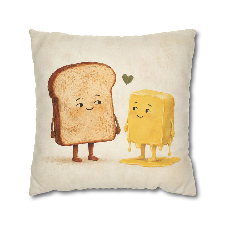 Toast & Butter: A Love Story – Funny Kitchen Art with a Breakfast Romance – Pillow / Cover