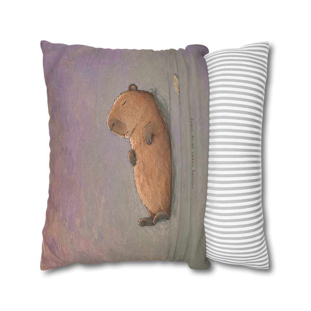 Nothing Needs Doing – Calming Wall Art with a Capybara Afloat at Dusk – Pillow / Cover