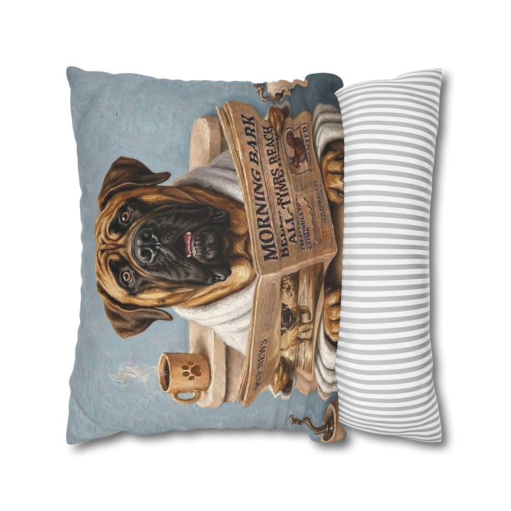 "Morning Business" - Mastiff Pillow Cover - Dog Lover Home Decor