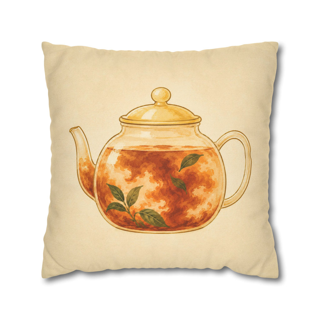 Tea, Steeping – Tea Wall Art with a Glass Pot and Blooming Color – Pillow / Cover