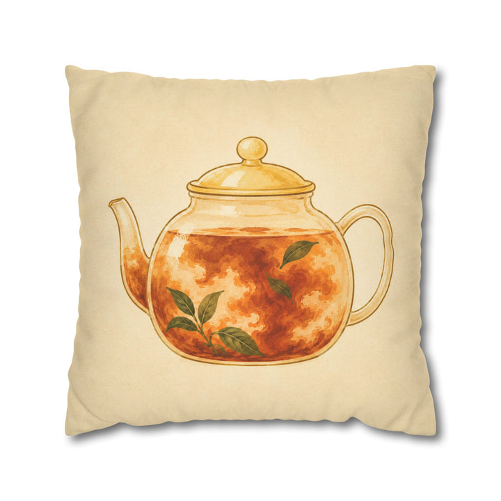 Tea, Steeping – Tea Wall Art with a Glass Pot and Blooming Color – Pillow / Cover