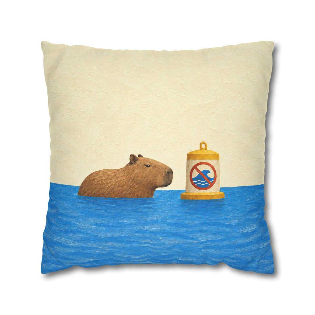 Lake Rules – Lake House Decor with a Capybara at Zero Speed – Pillow / Cover