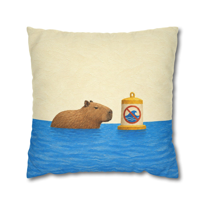Lake Rules – Lake House Decor with a Capybara at Zero Speed – Pillow / Cover
