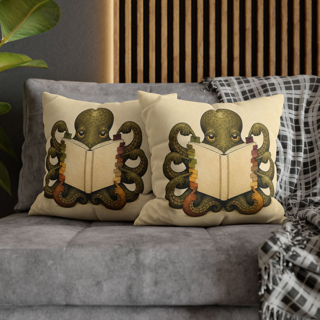 Fully Annotated – Book Lover Wall Art with an Octopus and Sticky Tabs – Pillow / Cover