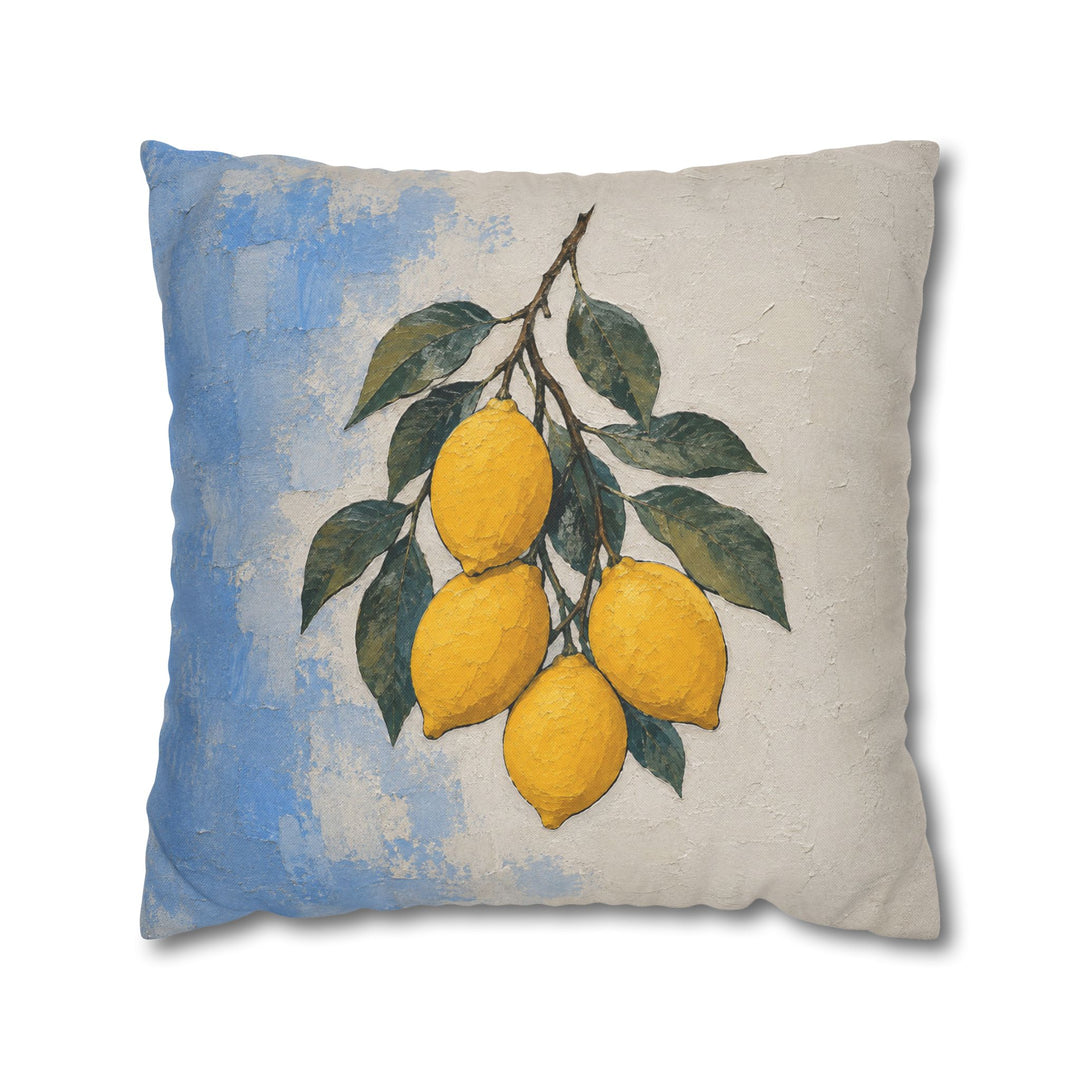 Lemon Grove Morning – Lemon Wall Art with Heavy Branches on Whitewash – Pillow / Cover