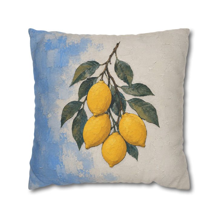 Lemon Grove Morning – Lemon Wall Art with Heavy Branches on Whitewash – Pillow / Cover