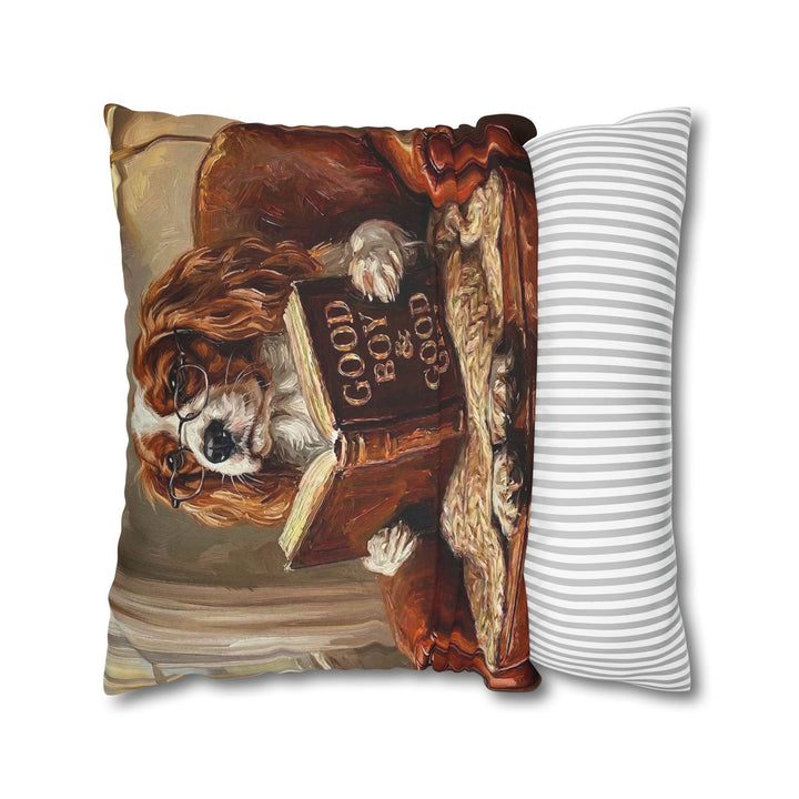 "Evening Read" - Cavalier King Charles Throw Pillow - Dog Lover Home Decor