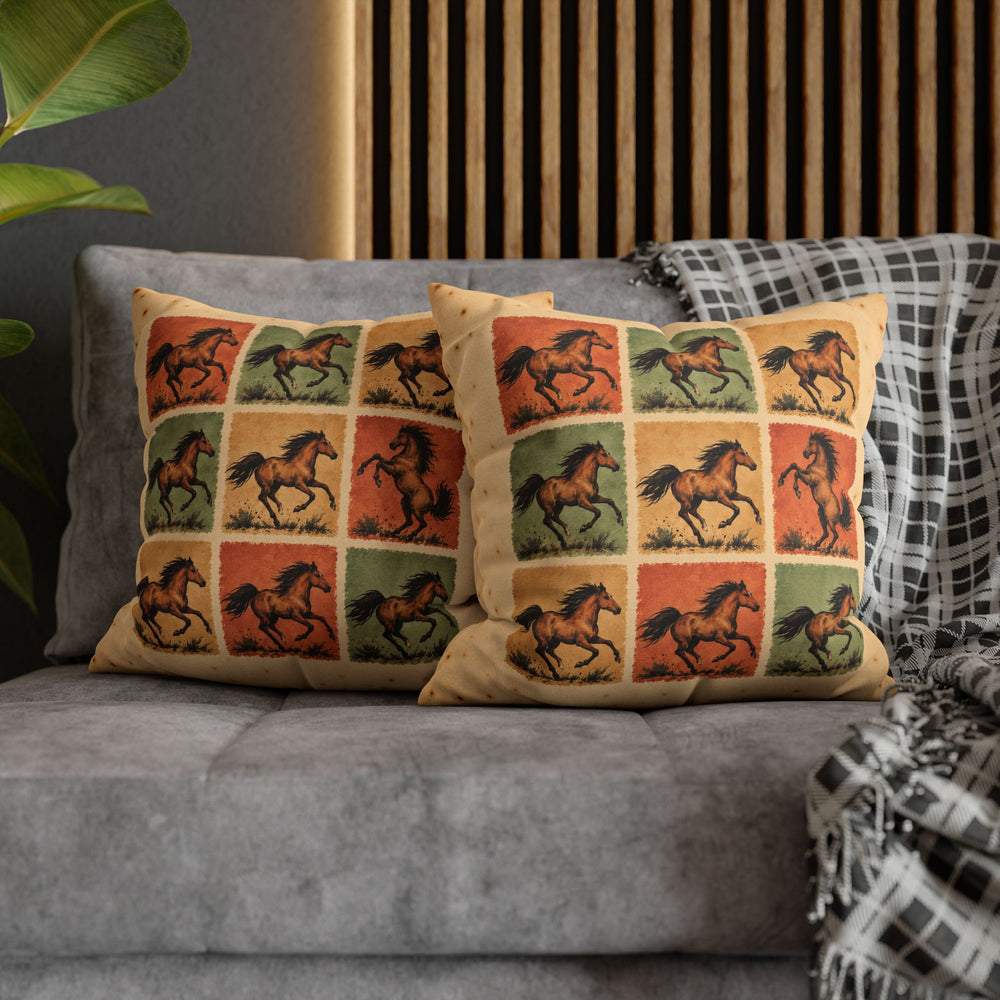 One Breaks the Pattern – Horse Painting with a Nine Block Grid of Gallopers – Pillow / Cover