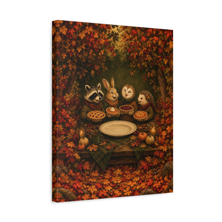 Friendsgiving Potluck – Funny Thanksgiving Art with a Table of Proud Cooks – Canvas / Framed Canvas