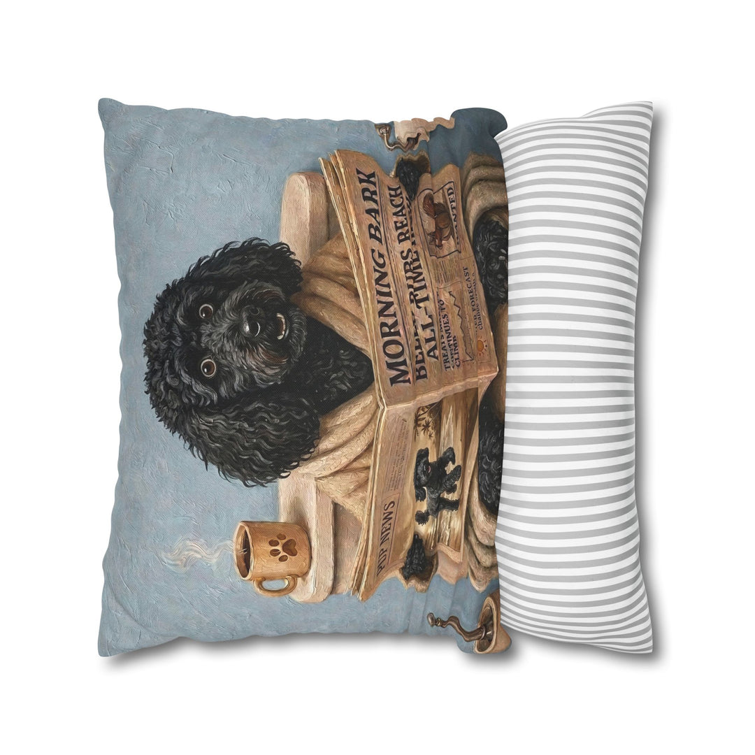 "Morning Business" - Poodle Pillow Cover - Dog Lover Home Decor