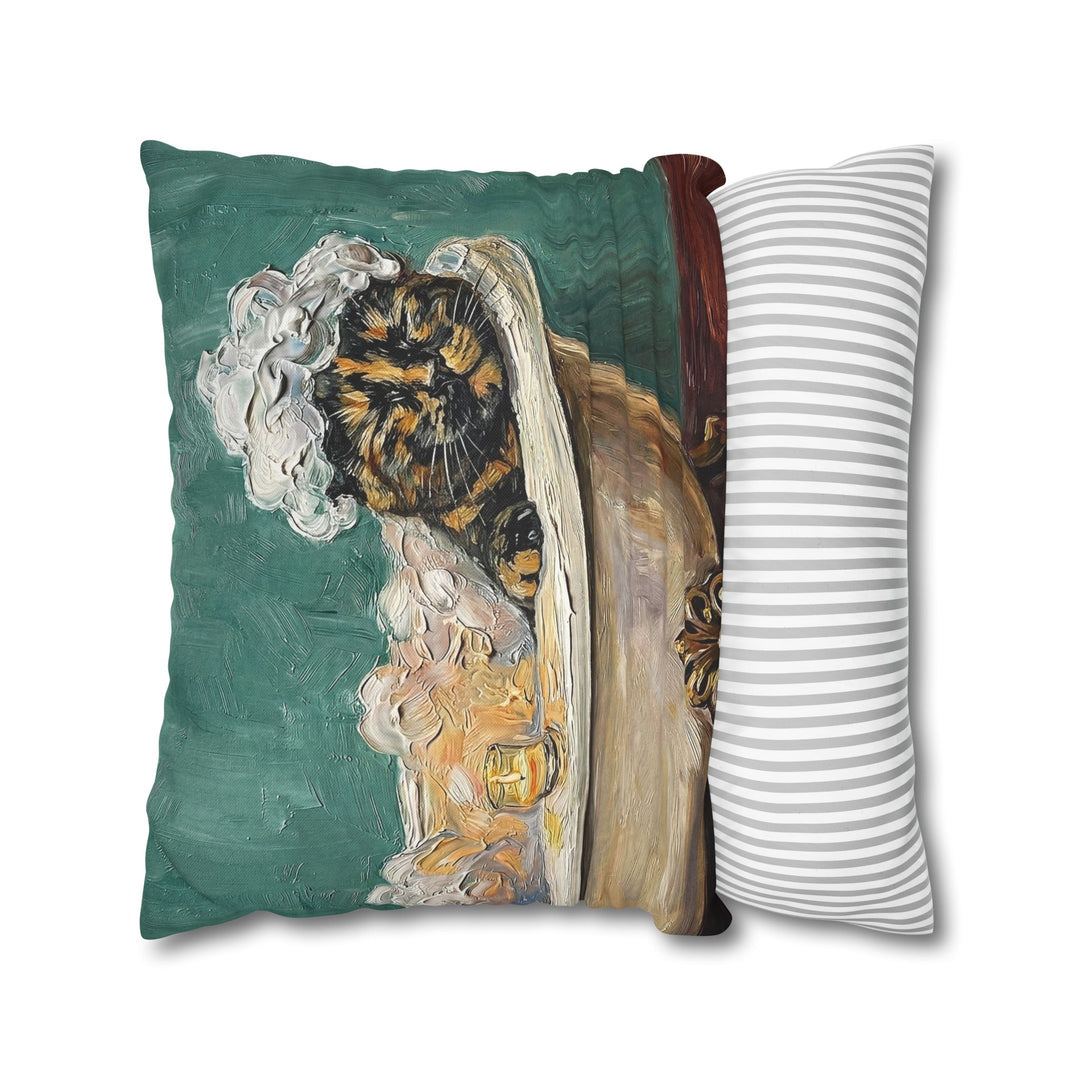 "Spa Day" - Tortoiseshell Pillow Cover - Cat Lover Home Decor