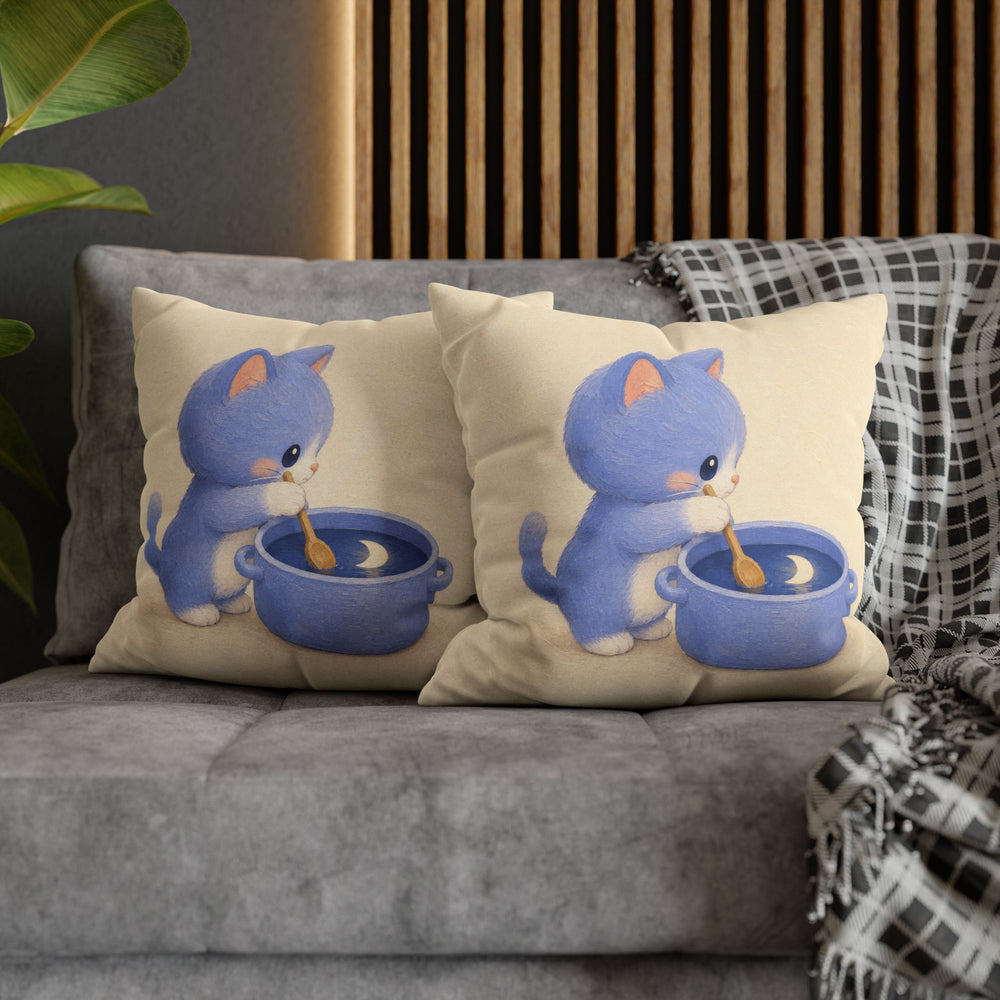 Moon Soup – Kawaii Room Decor with a Cat Stirring the Sky – Pillow / Cover