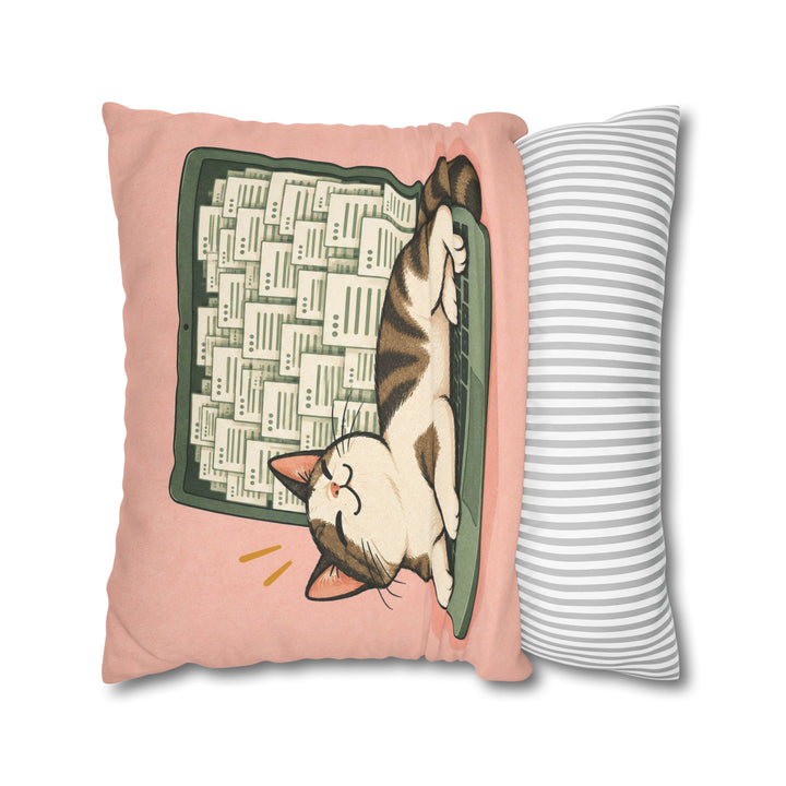 Keyboard Supervisor – Funny Cat Art with a Laptop Takeover at Work – Pillow / Cover