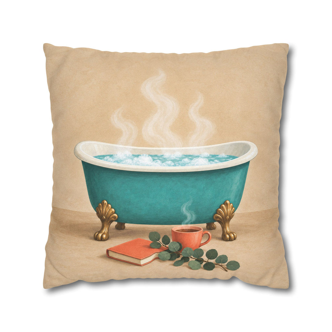 Bubble Bath Still Life – Funny Bathroom Wall Art with a Clawfoot Tub Scene – Pillow / Cover