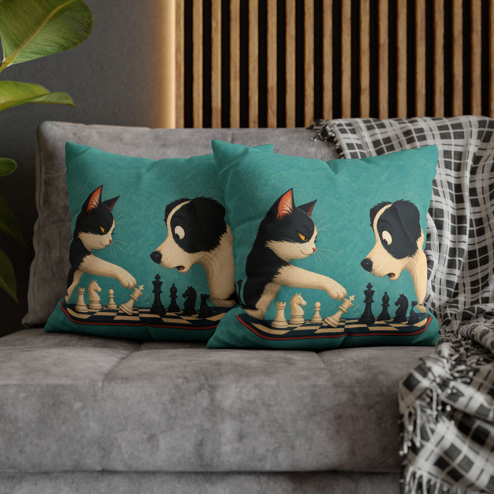 Checkmate – Quirky Wall Art with a Chessboard and a Tipped King – Pillow / Cover