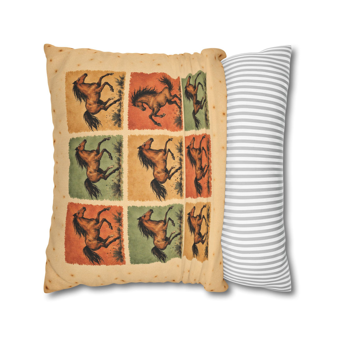 One Breaks the Pattern – Horse Painting with a Nine Block Grid of Gallopers – Pillow / Cover