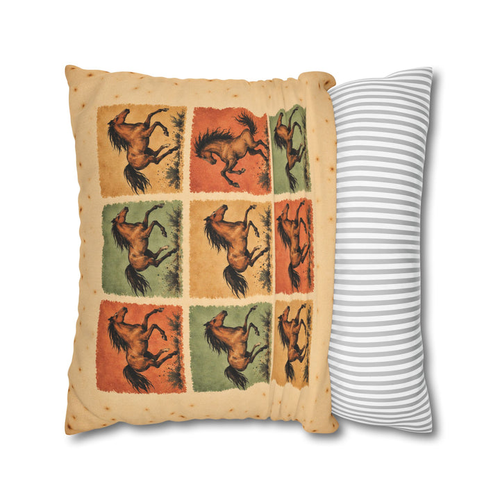 One Breaks the Pattern – Horse Painting with a Nine Block Grid of Gallopers – Pillow / Cover