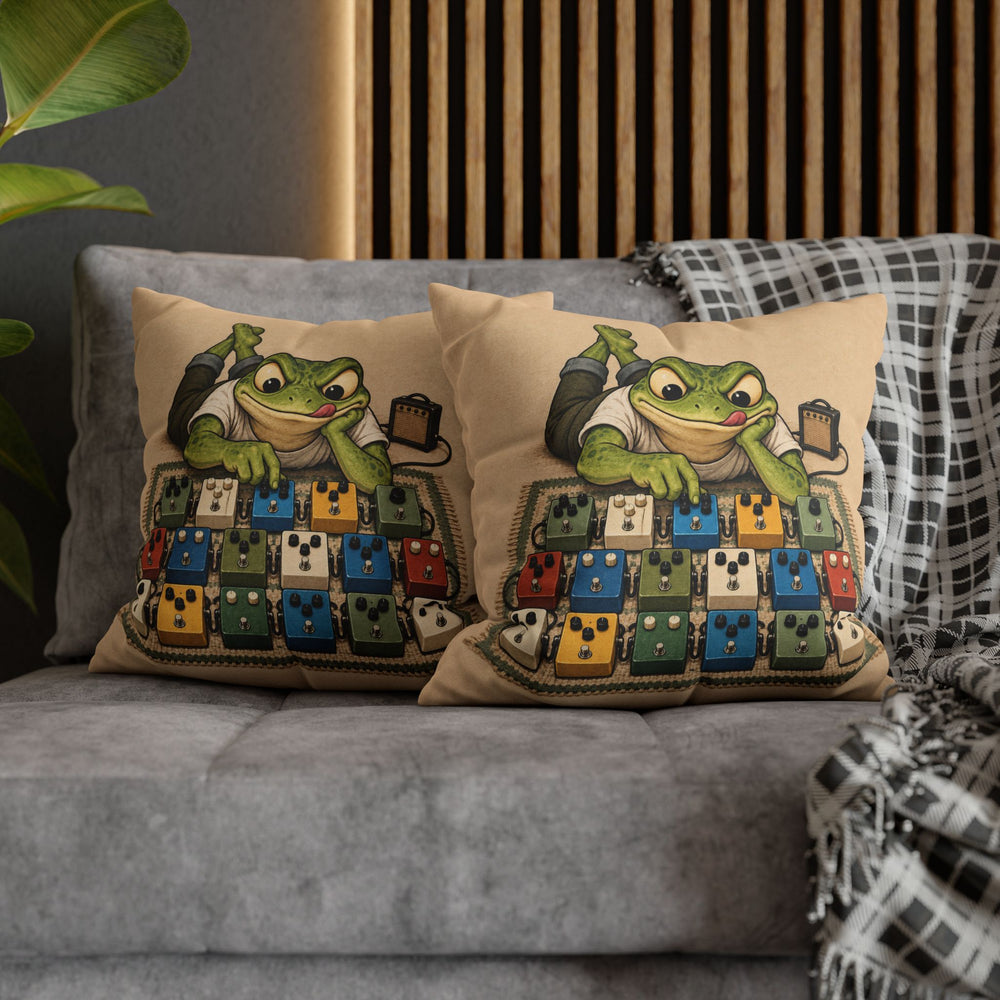 The Tone Chaser – Guitar Wall Art with a Frog and Seventeen Pedals – Pillow / Cover