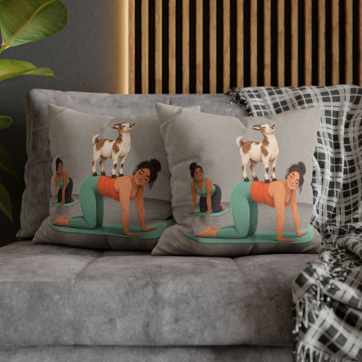 Goat Yoga – Yoga Wall Art with a Proud Stander Mid Class – Pillow / Cover