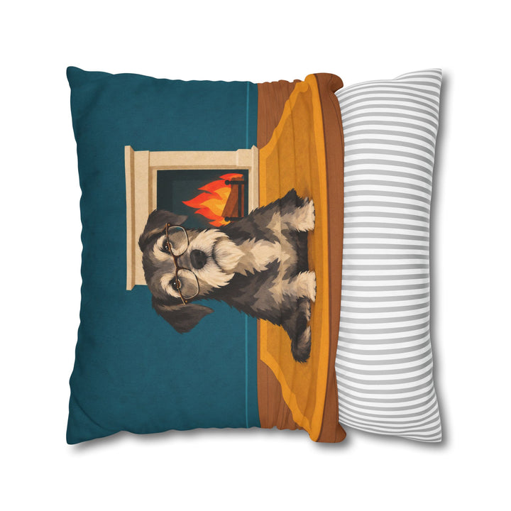 Old Soul – Dog Artwork with a Grey Muzzle by the Fireplace – Pillow / Cover