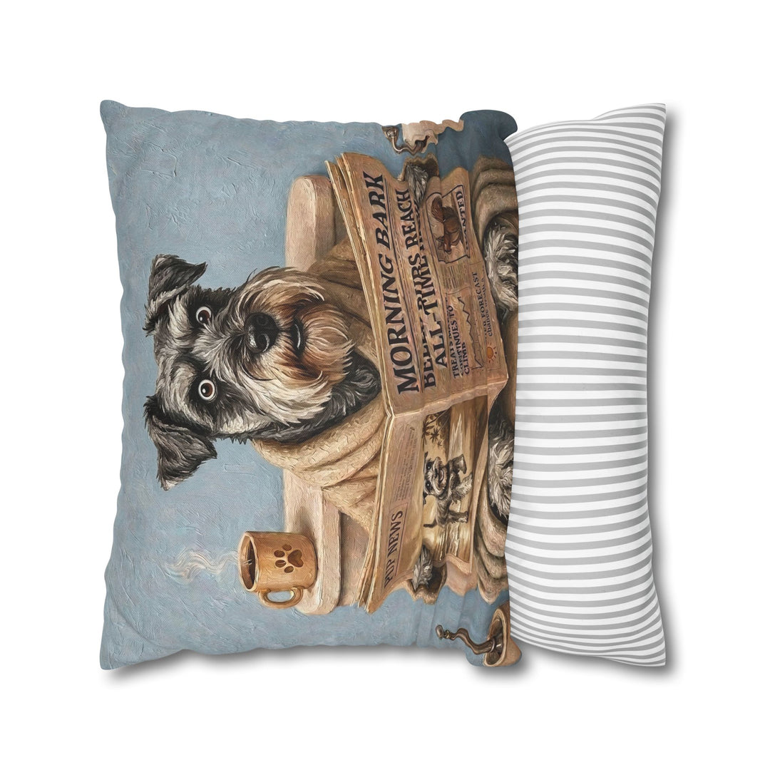 "Morning Business" - Schnauzer Pillow Cover - Dog Lover Home Decor