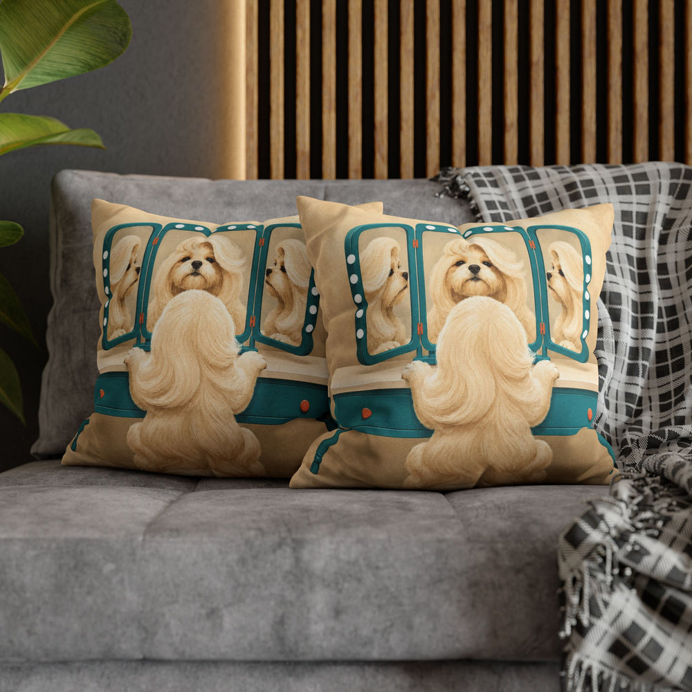 Vanity Fair – Funny Bathroom Art with a Dog Checking Its Blowout – Pillow / Cover