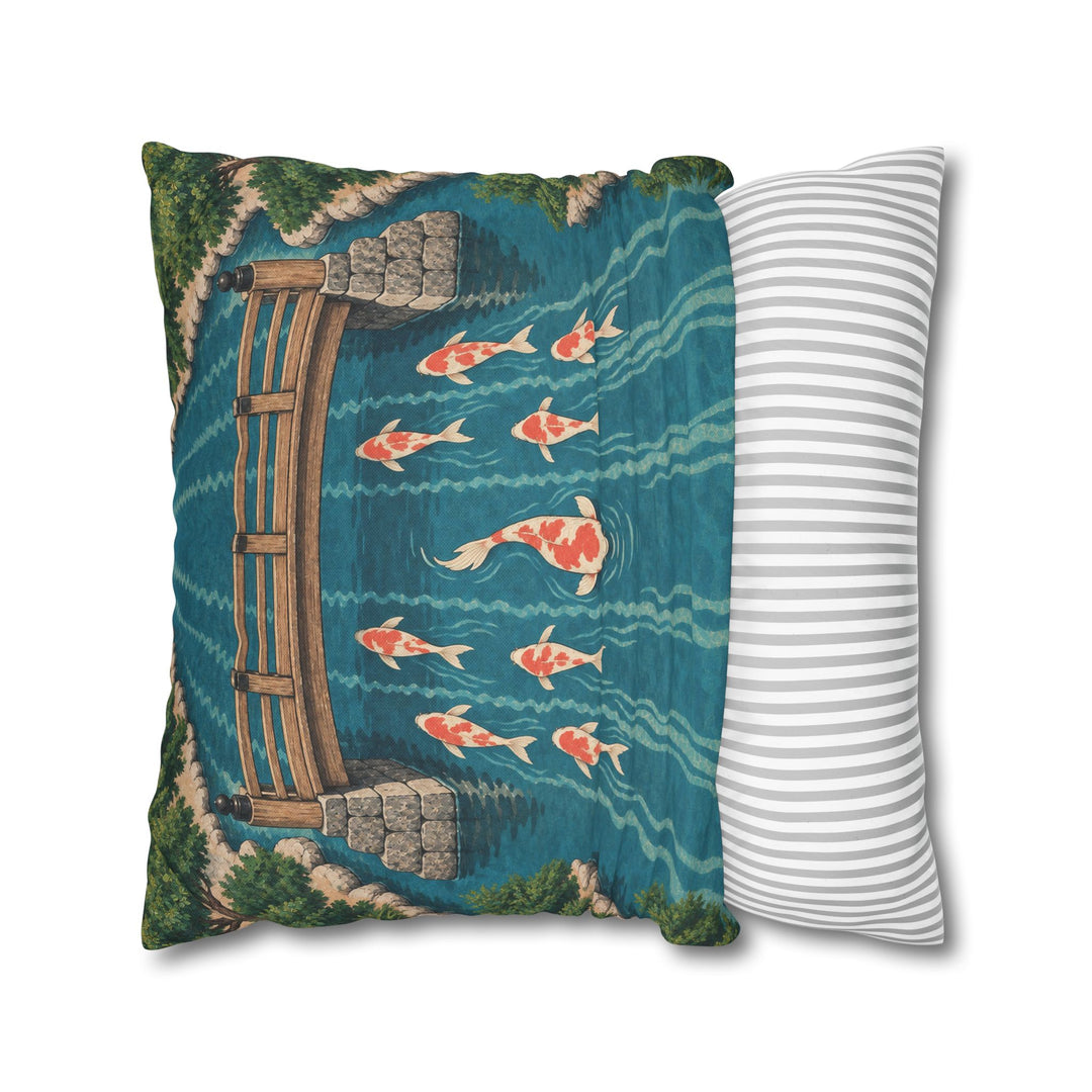 Koi Commute – Japanese Wall Art with Fish in Rush Hour Lanes – Pillow / Cover