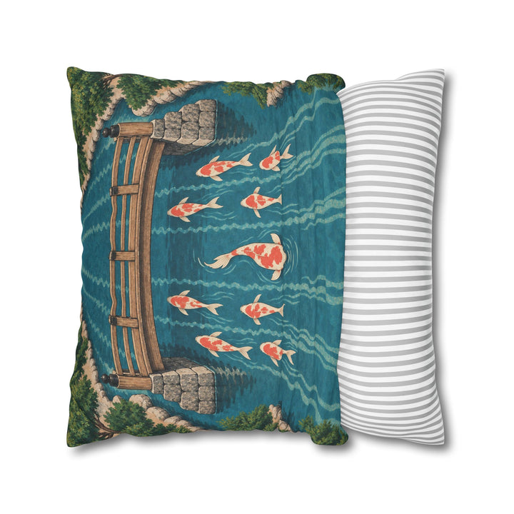 Koi Commute – Japanese Wall Art with Fish in Rush Hour Lanes – Pillow / Cover