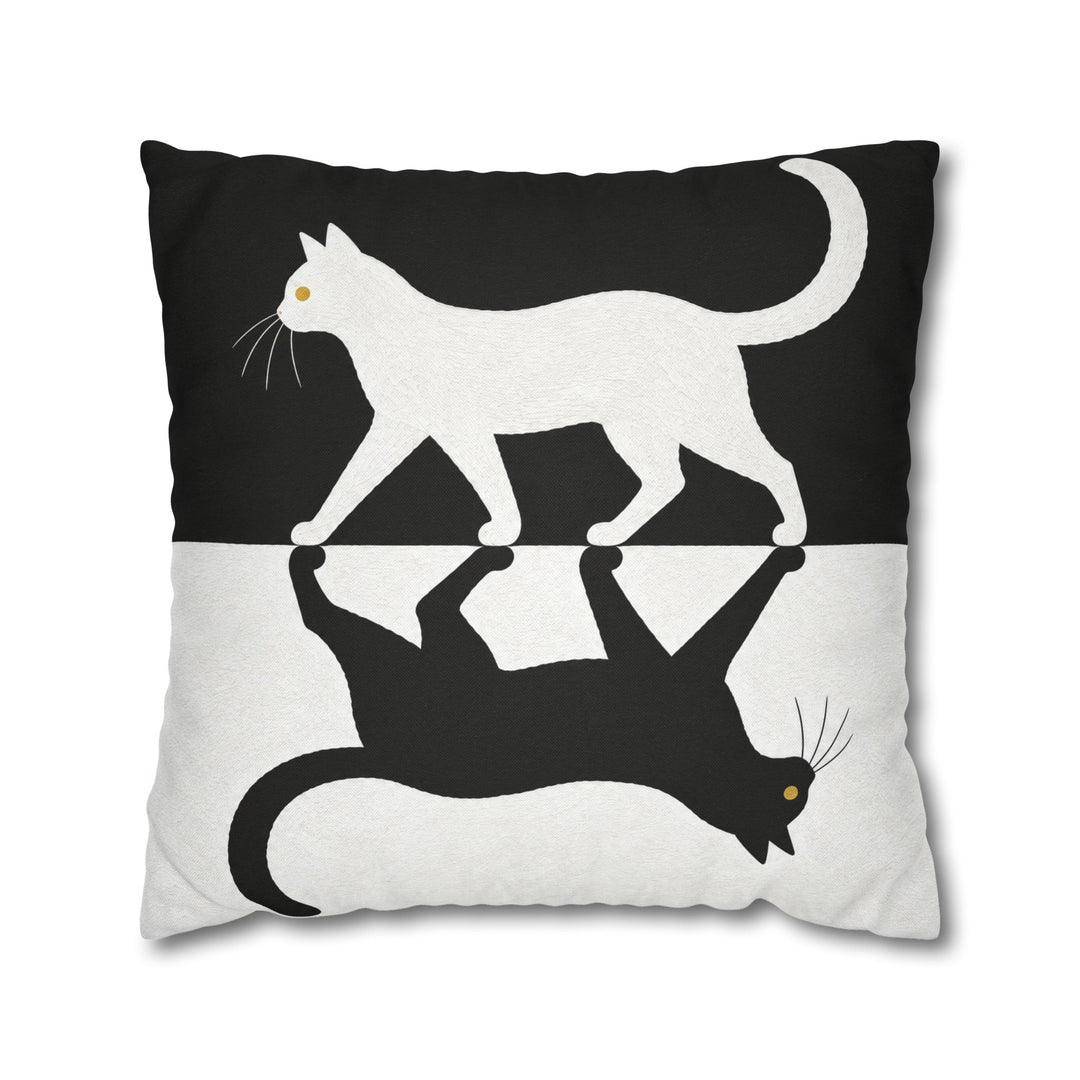 Night & Day – Cat Wall Art with a Split Black and White Canvas – Pillow / Cover