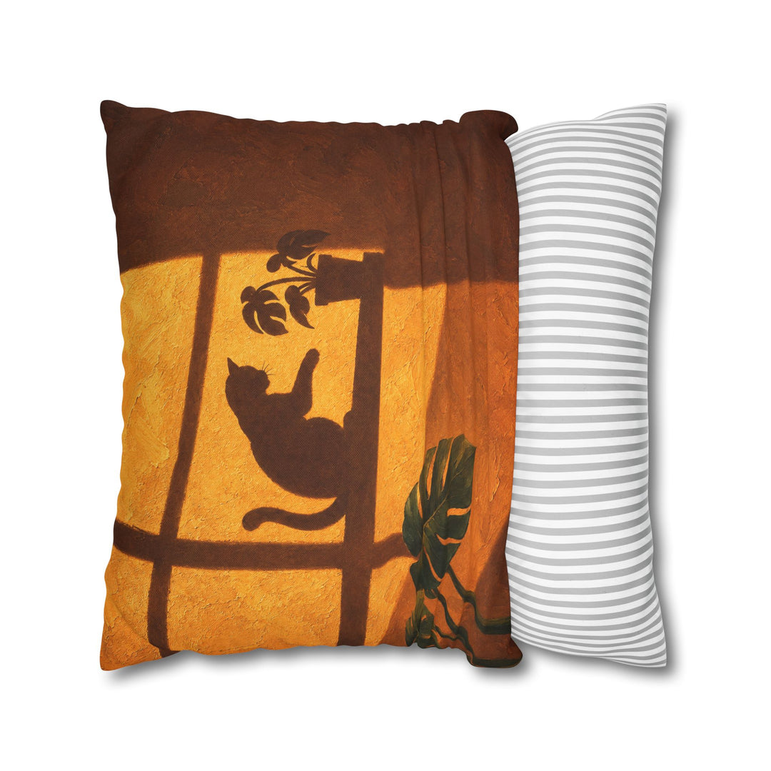 Gravity Check – Cat Wall Decor with an Amber Wall and Cross Light – Pillow / Cover