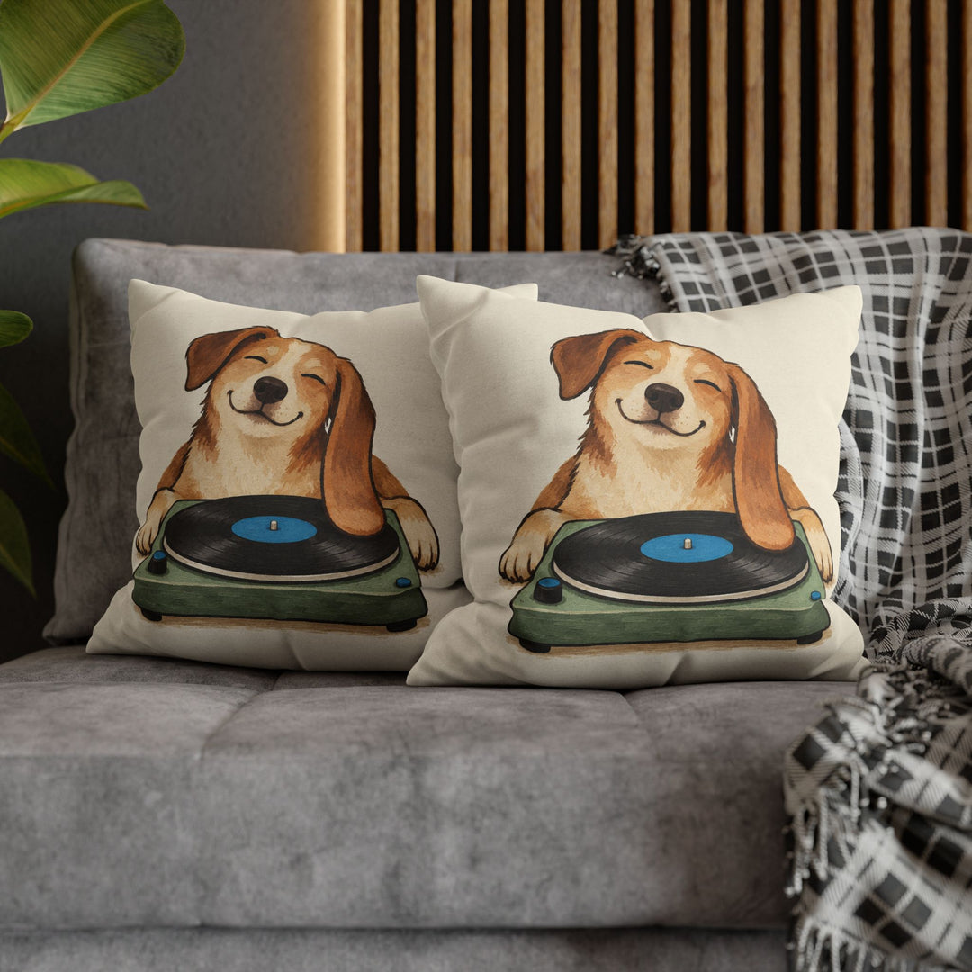 Side A – Vinyl Record Decor with an Ear on a Spinning Disc – Pillow / Cover