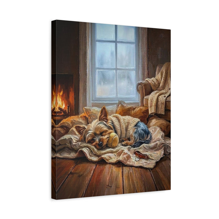 "Calm Memories" - Yorkie Vertical Canvas - Dog Lover Wall Art
