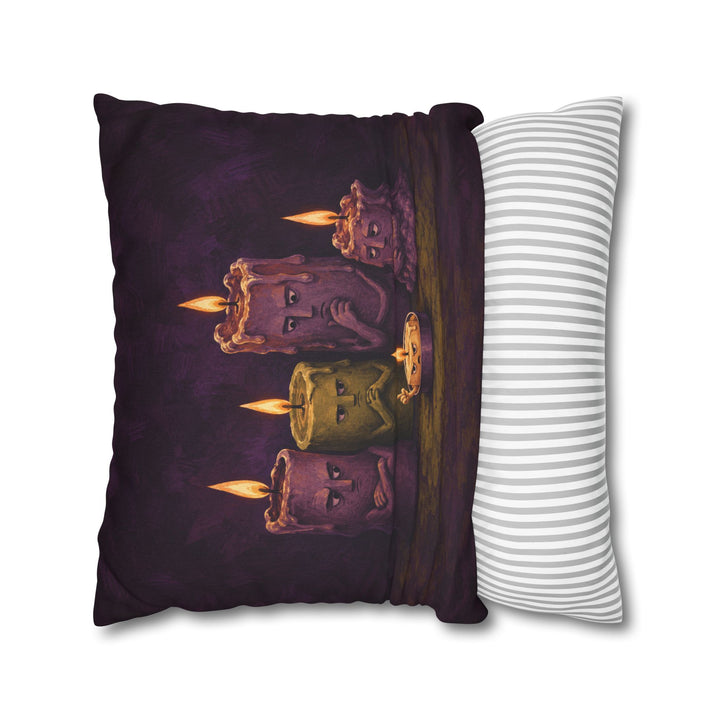 Candle Committee – Whimsigoth Decor with Five Candles in a Meeting – Pillow / Cover