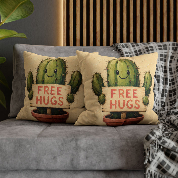 Cactus: Free Hugs – Funny Wall Art with a Cheerful Prickly Hug Offer – Pillow / Cover