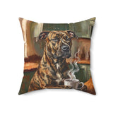 "Before Coffee" - Pit Bull Throw Pillow - Dog Lover Wall Art Home Decor